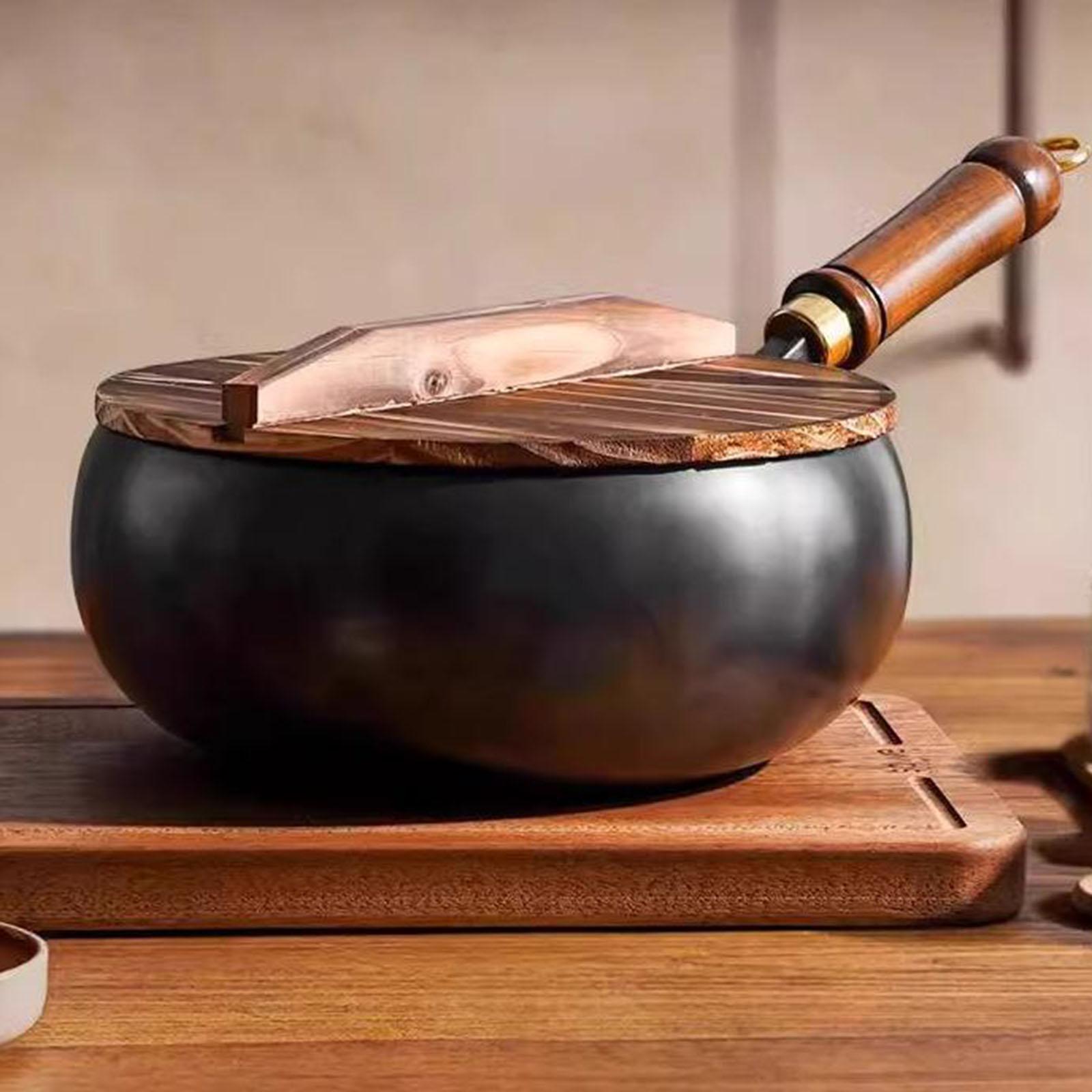 Camping Cooking Cast Iron - Non Coated Wok Chinese Wok Wood