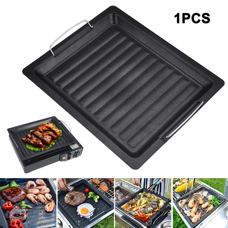 Camping Cooking Handle - Outdoors Thick Square Grill Pan With