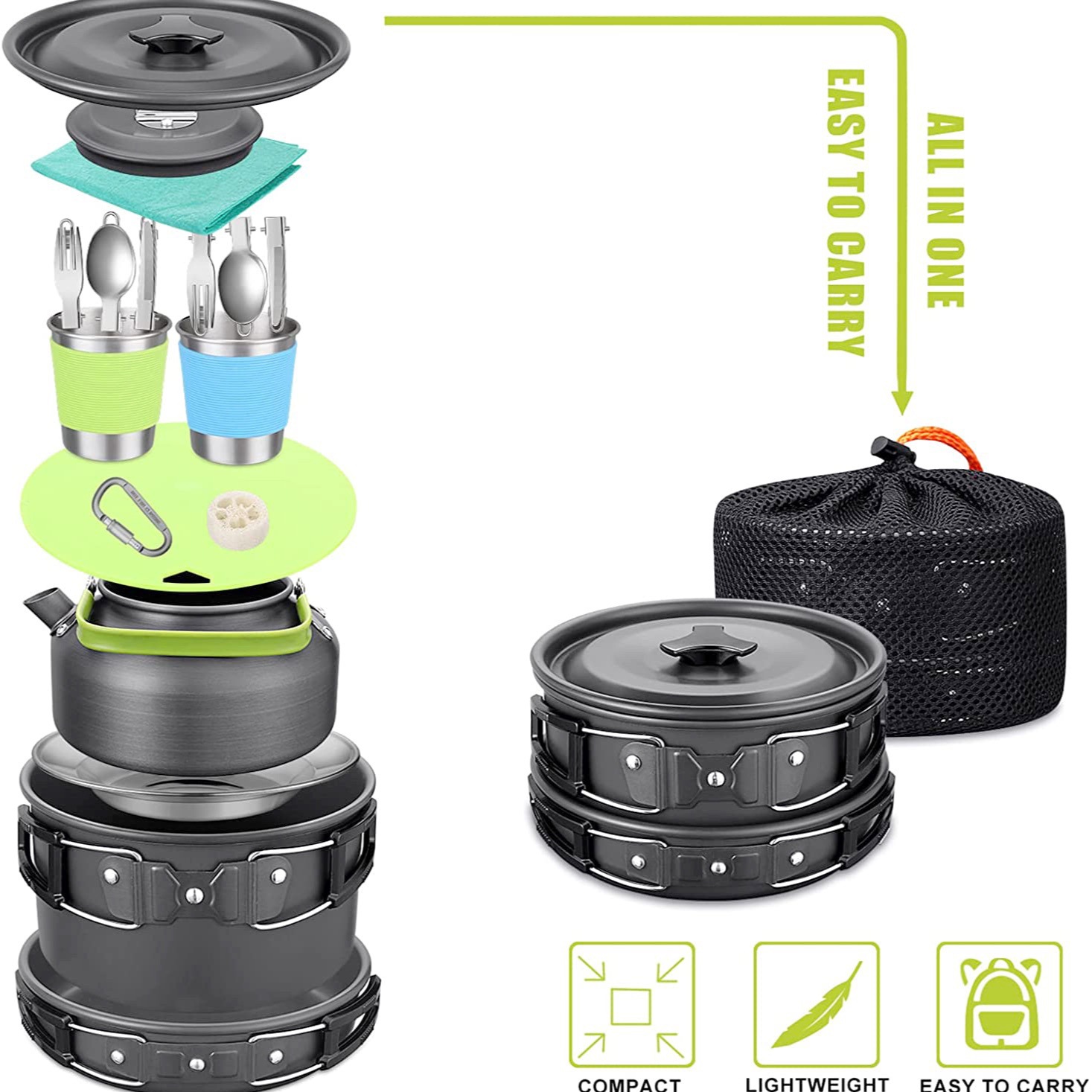 Outdoor Camping Cook Set with  - Camping Cooking Gear Set ulasan dan harga