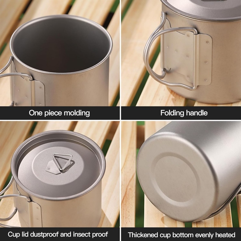 Titanium Camping Mug with Fold - Camping Cooking Handle ulasan dan harga