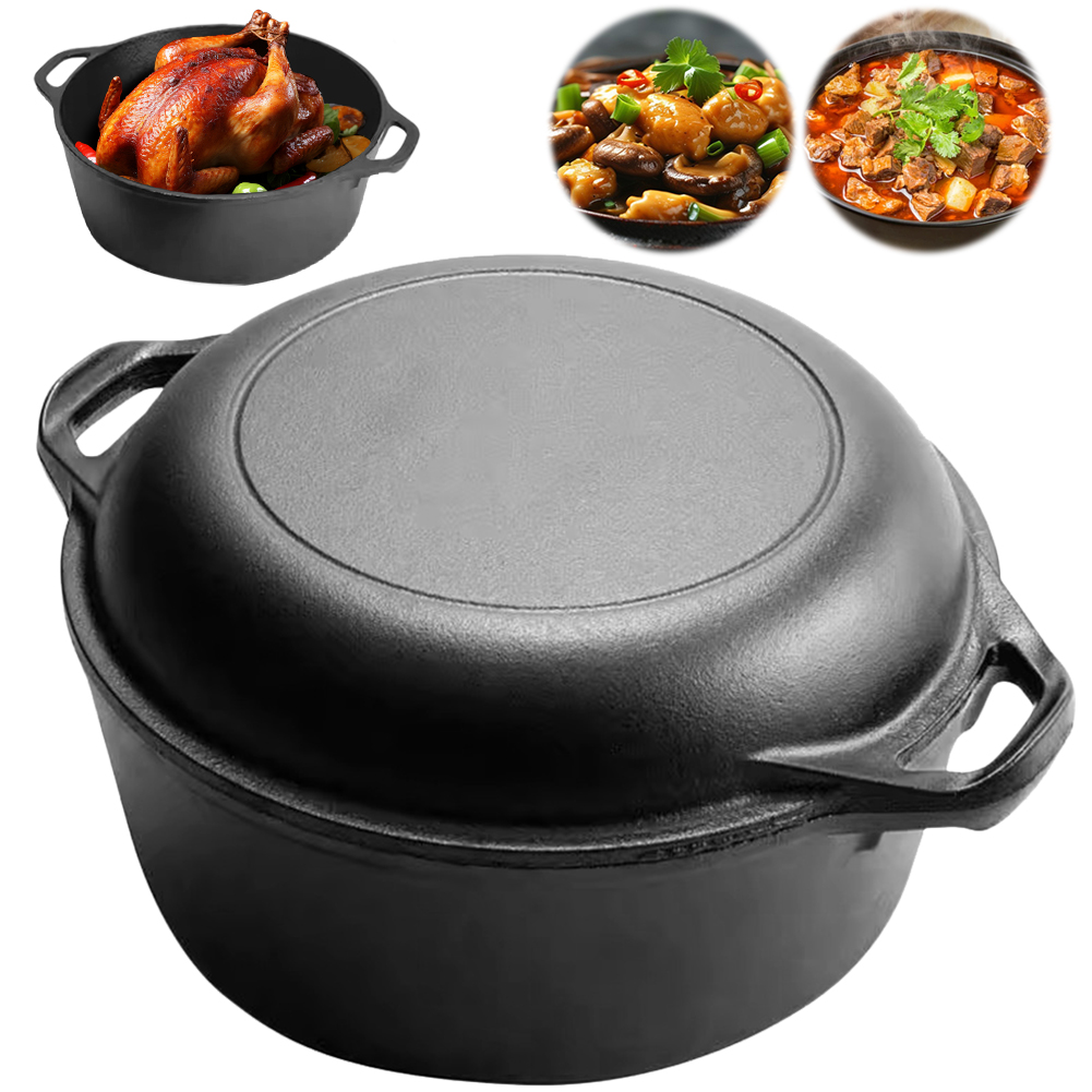 2 in 1 Cast Iron Dutch Oven Po - Skillet Cast Iron Camp ulasan dan harga