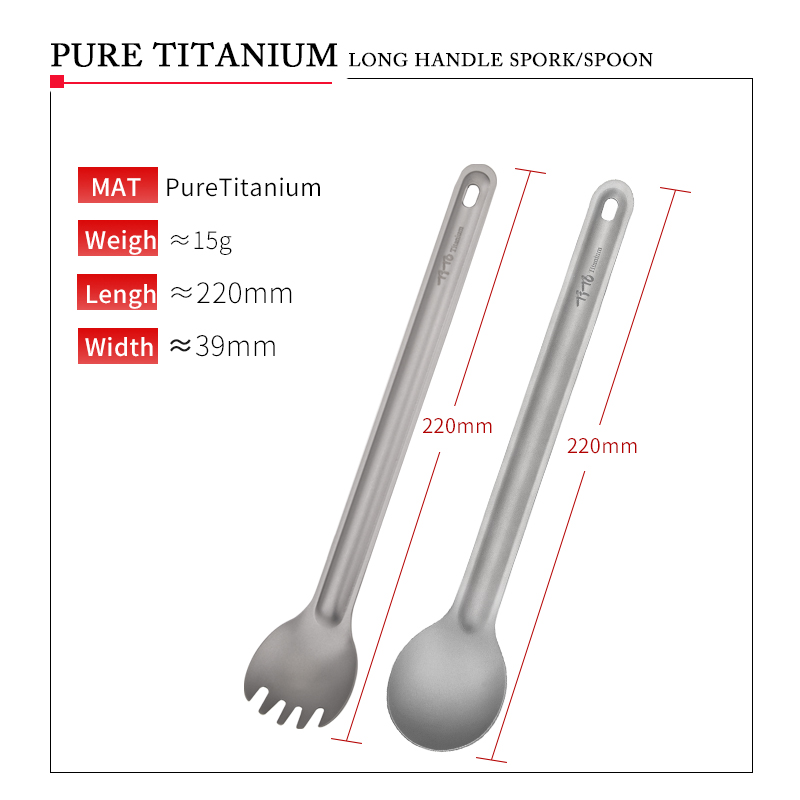 TiTo Titanium Spork Spoon Long - Camping Cooking Handle ulasan dan harga