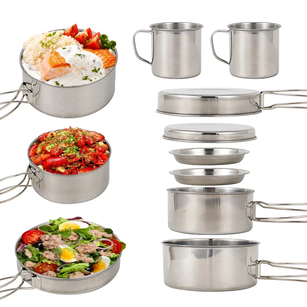 8pcs/Set Camping Cookware Mess - Camping Cooking Gear Set ulasan dan harga
