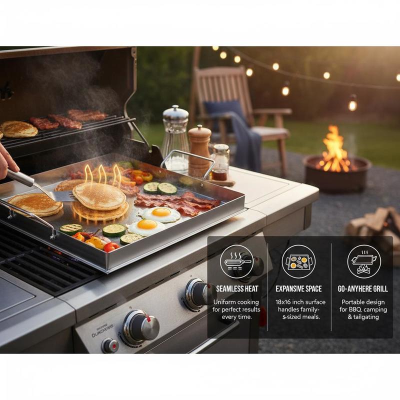 Universal Flat Top Griddle 18x - Camping Cooking Handle ulasan dan harga