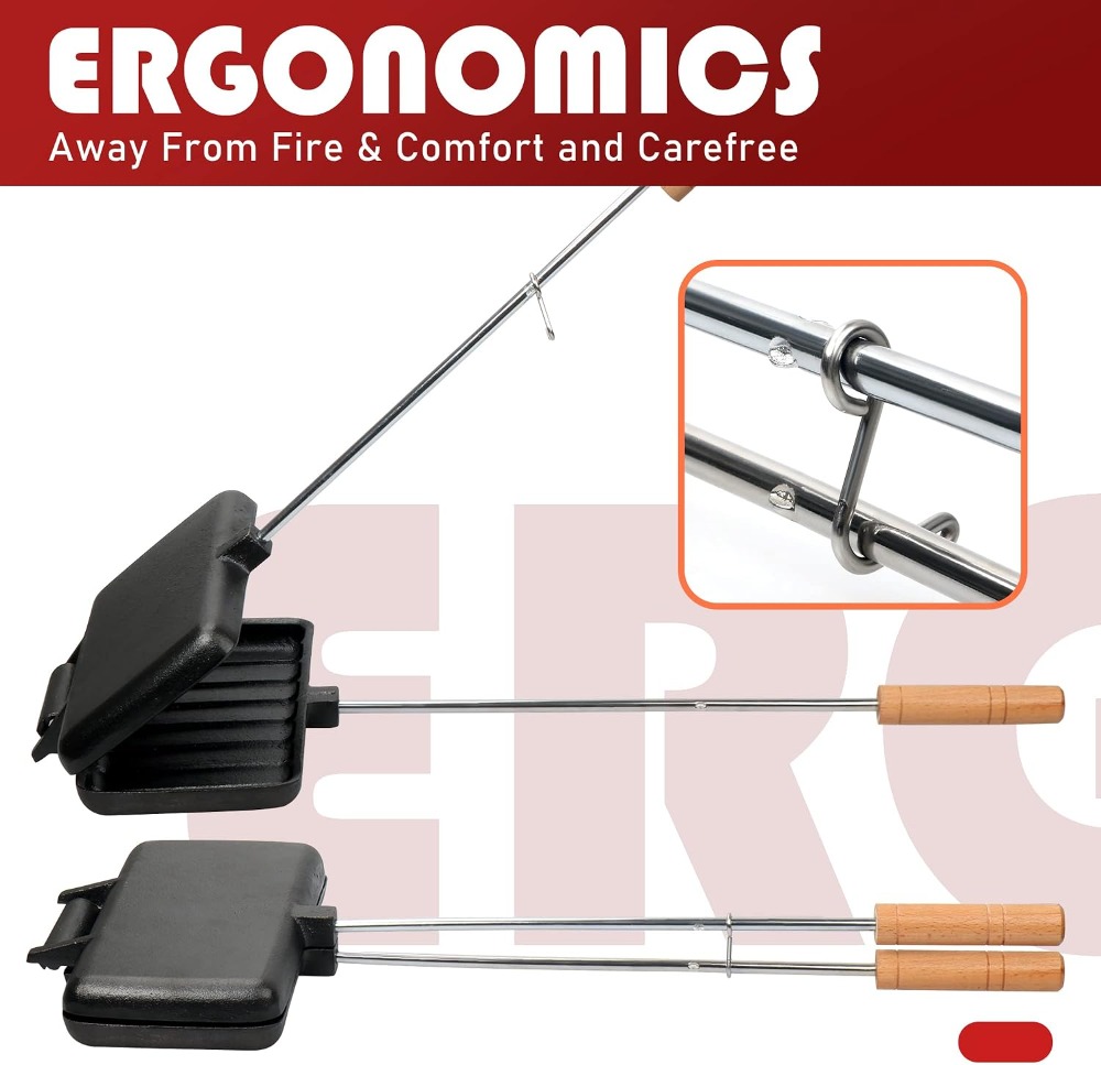 Double Pie Irons for Camping C - Camping Cooking Cast Iron ulasan dan harga