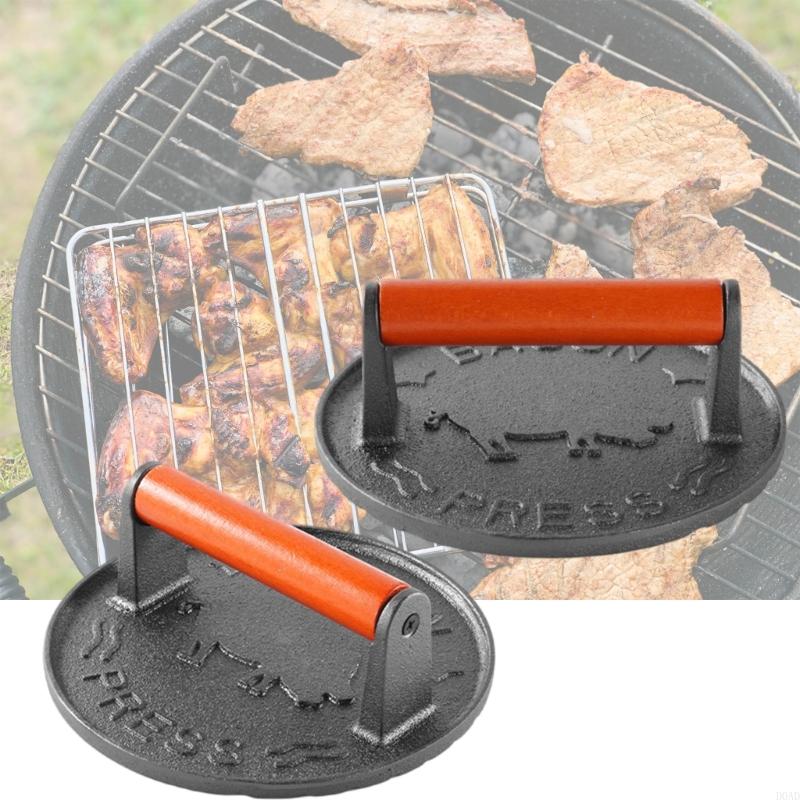 D0AD Cast Iron Patty Press wit - Camping Cooking Cast Iron ulasan dan harga