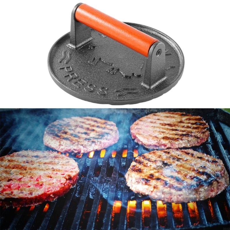 D0AD Cast Iron Patty Press wit - Camping Cooking Cast Iron ulasan dan harga
