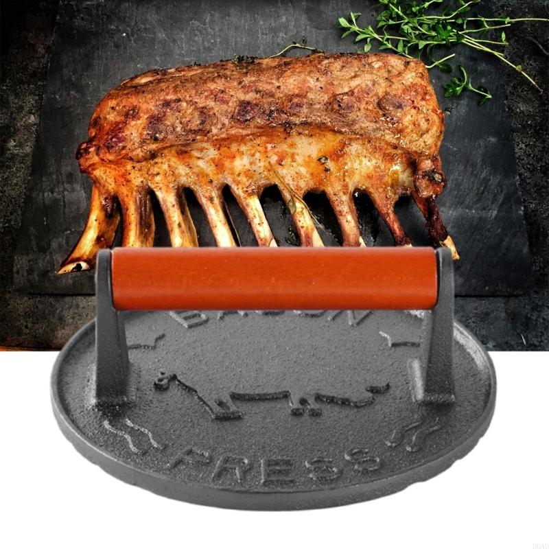 D0AD Cast Iron Patty Press wit - Camping Cooking Cast Iron ulasan dan harga