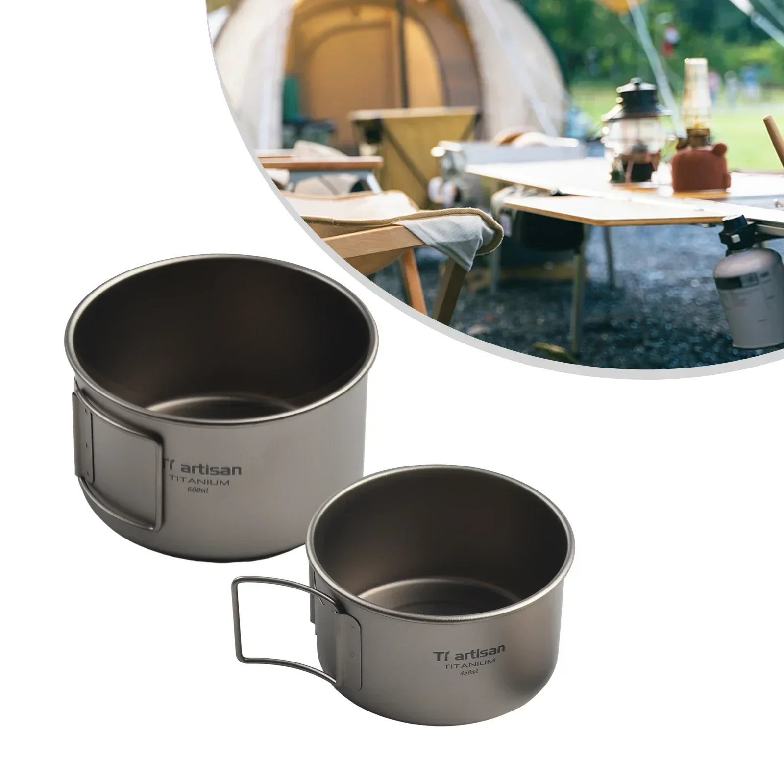 Titanium Bowl With Folding Han - Camping Cooking Handle ulasan dan harga
