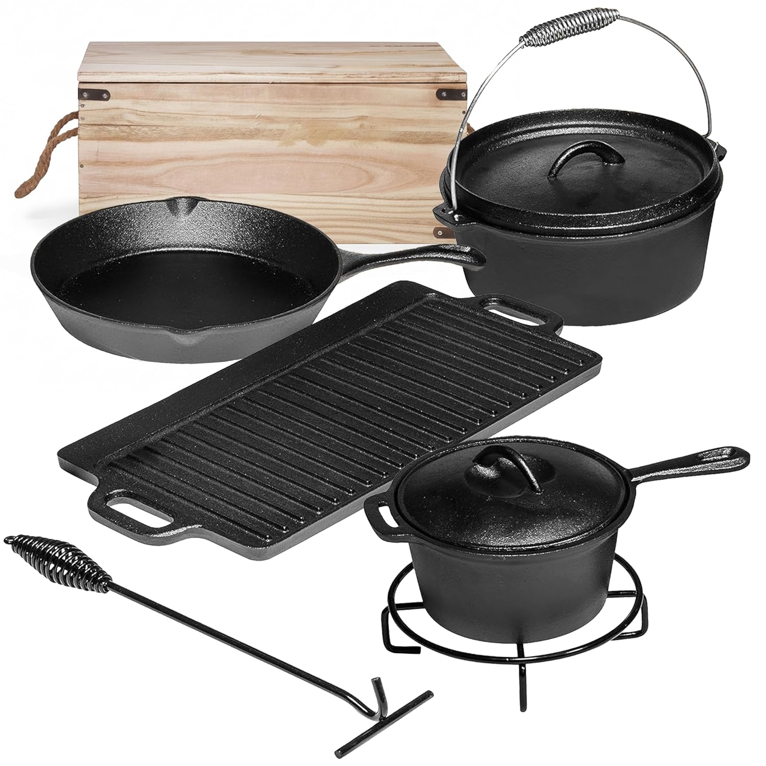 Camping Cooking Set Of 7. Pre  - Camping Cooking Cast Iron ulasan dan harga