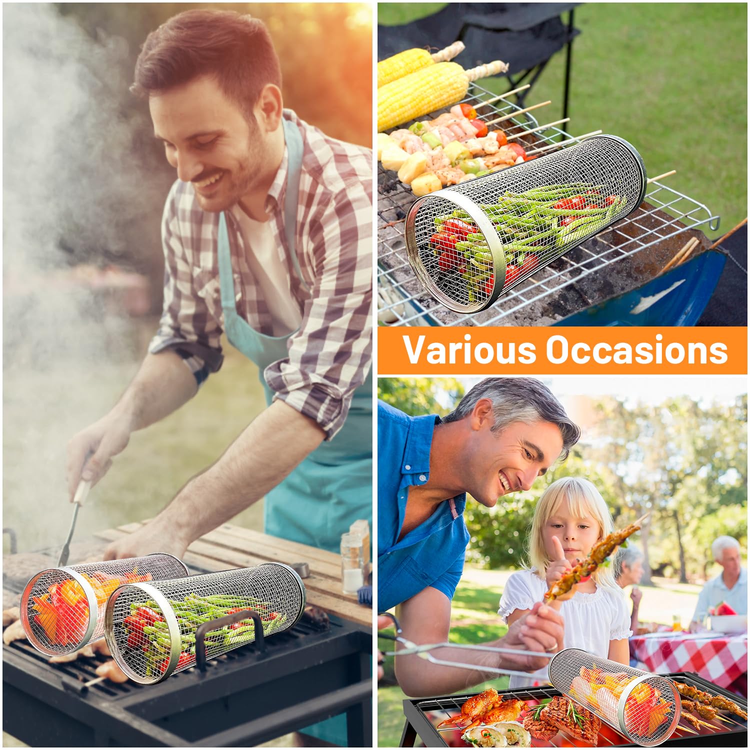 2 Pieces Rolling Grilling Bask - Camping Cooking Gear Set ulasan dan harga