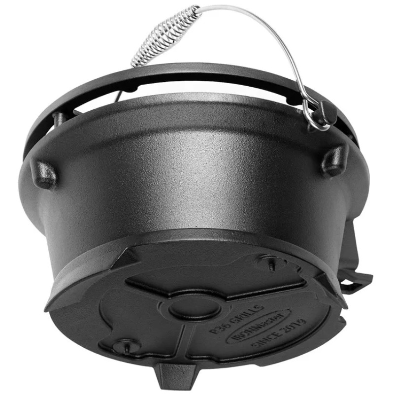 Round Charcoal Grill, Food-Saf - Camping Cooking Cast Iron ulasan dan harga
